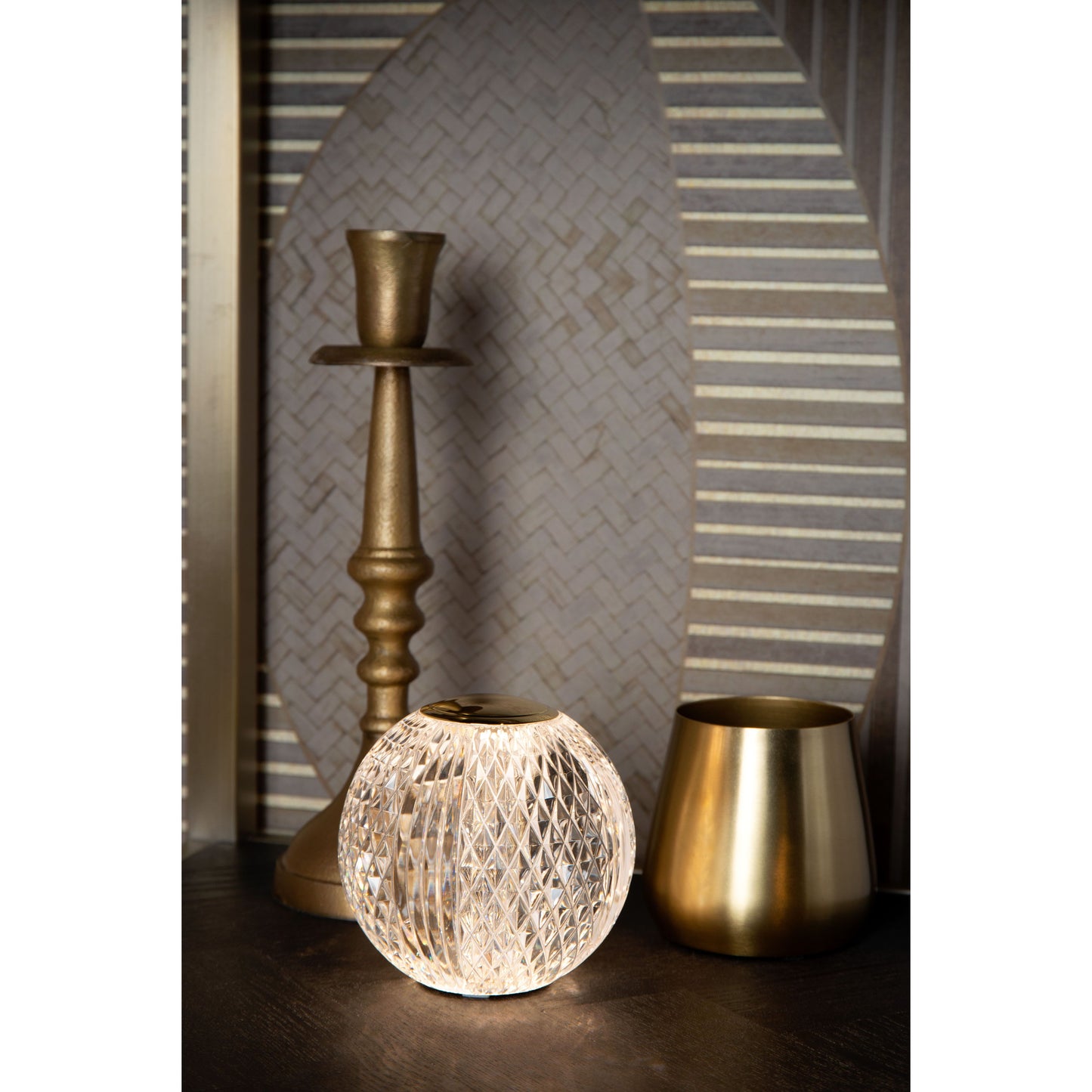 Lucide CINTRA - Rechargeable Table lamp - Battery pack/batteries - Ø 9 cm - LED Dim. - 1x1,5W 3000K - 3 StepDim - Transparant