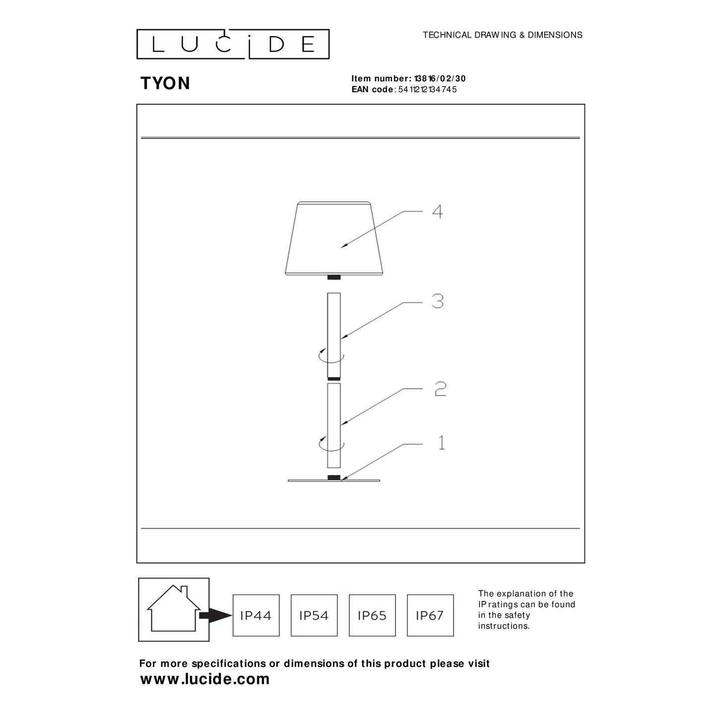 Lucide TYON - Rechargeable Table lamp Indoor/Outdoor - Battery pack/batteries - LED Dim. - IP65 - Black