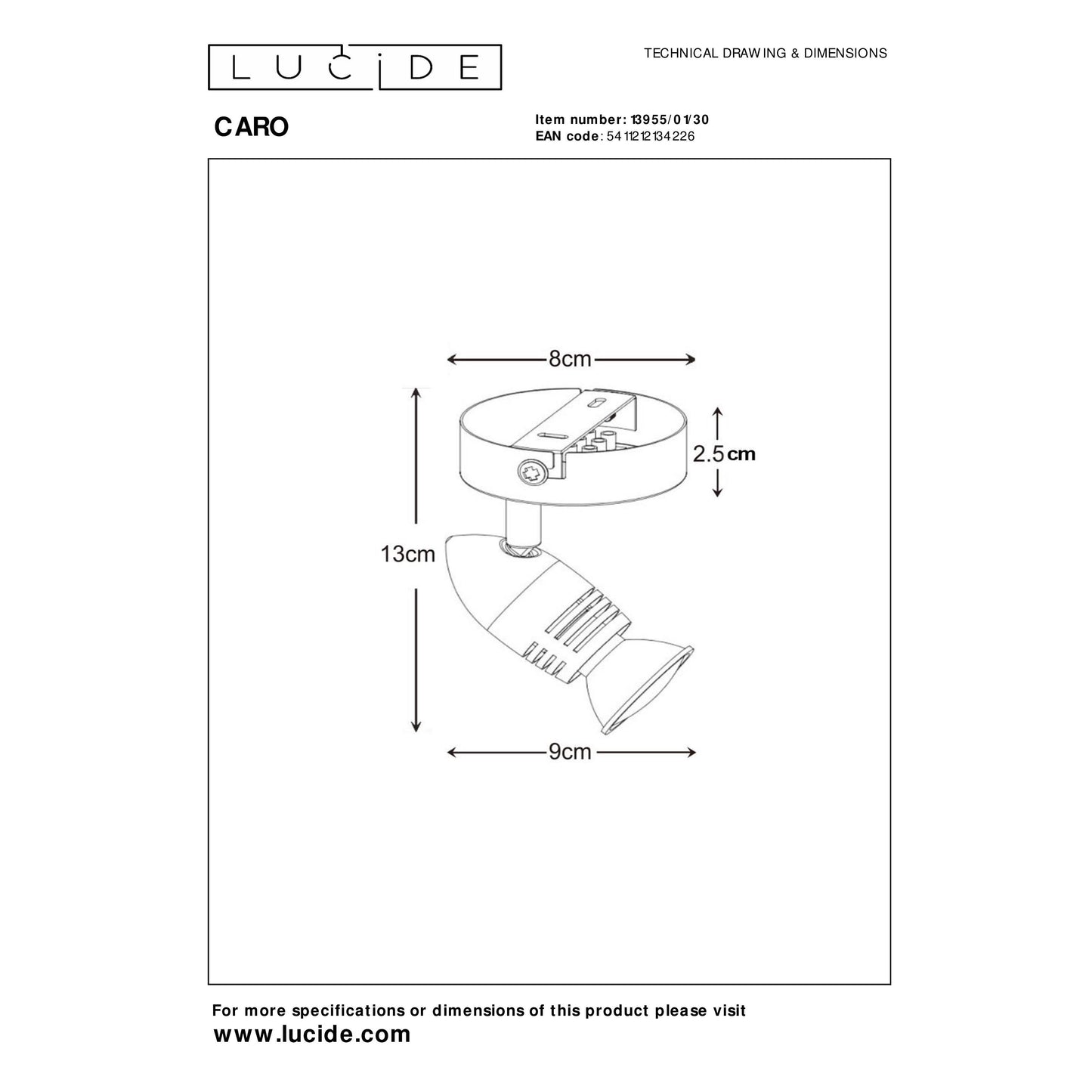 Lucide CARO - Ceiling spotlight - Ø 9 cm - 1xGU10 - Black