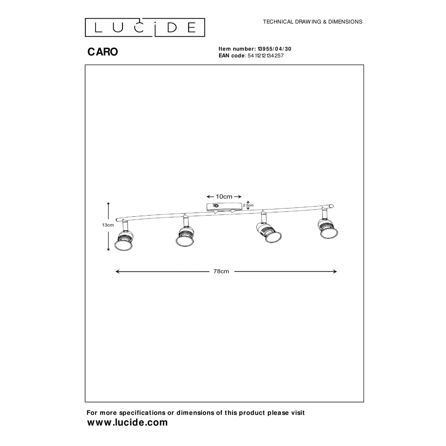 Lucide CARO - Ceiling spotlight - 4xGU10 - Black