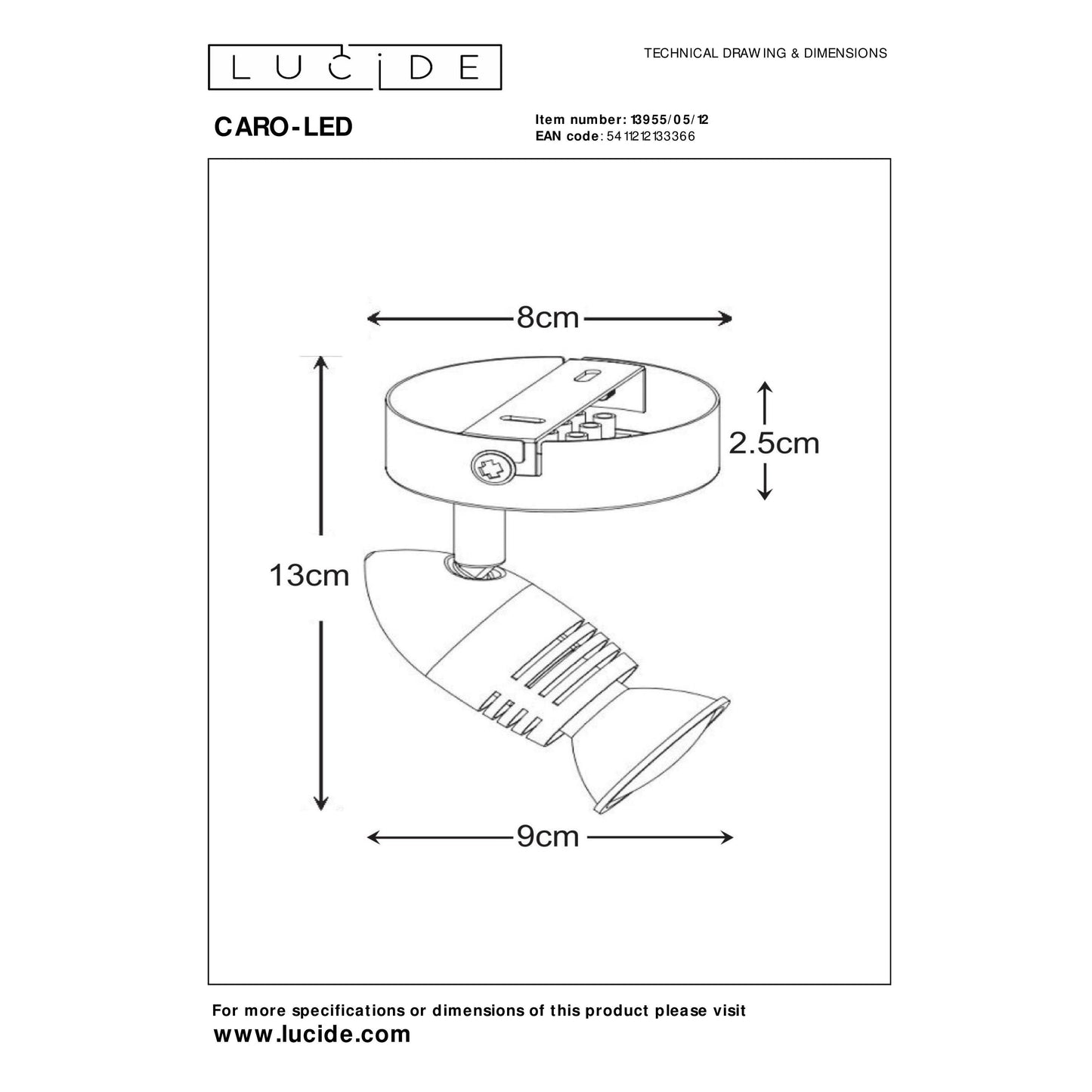 Lucide CARO-LED - Ceiling spotlight - Ø 9 cm - LED - GU10 - 1x5W 2700K - Satin Chrome