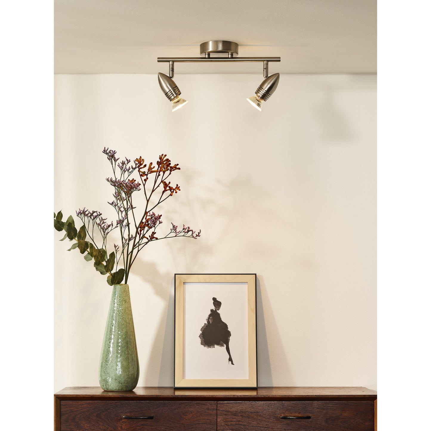 Lucide CARO-LED - Ceiling spotlight - LED - GU10 - 2x5W 2700K - Satin Chrome