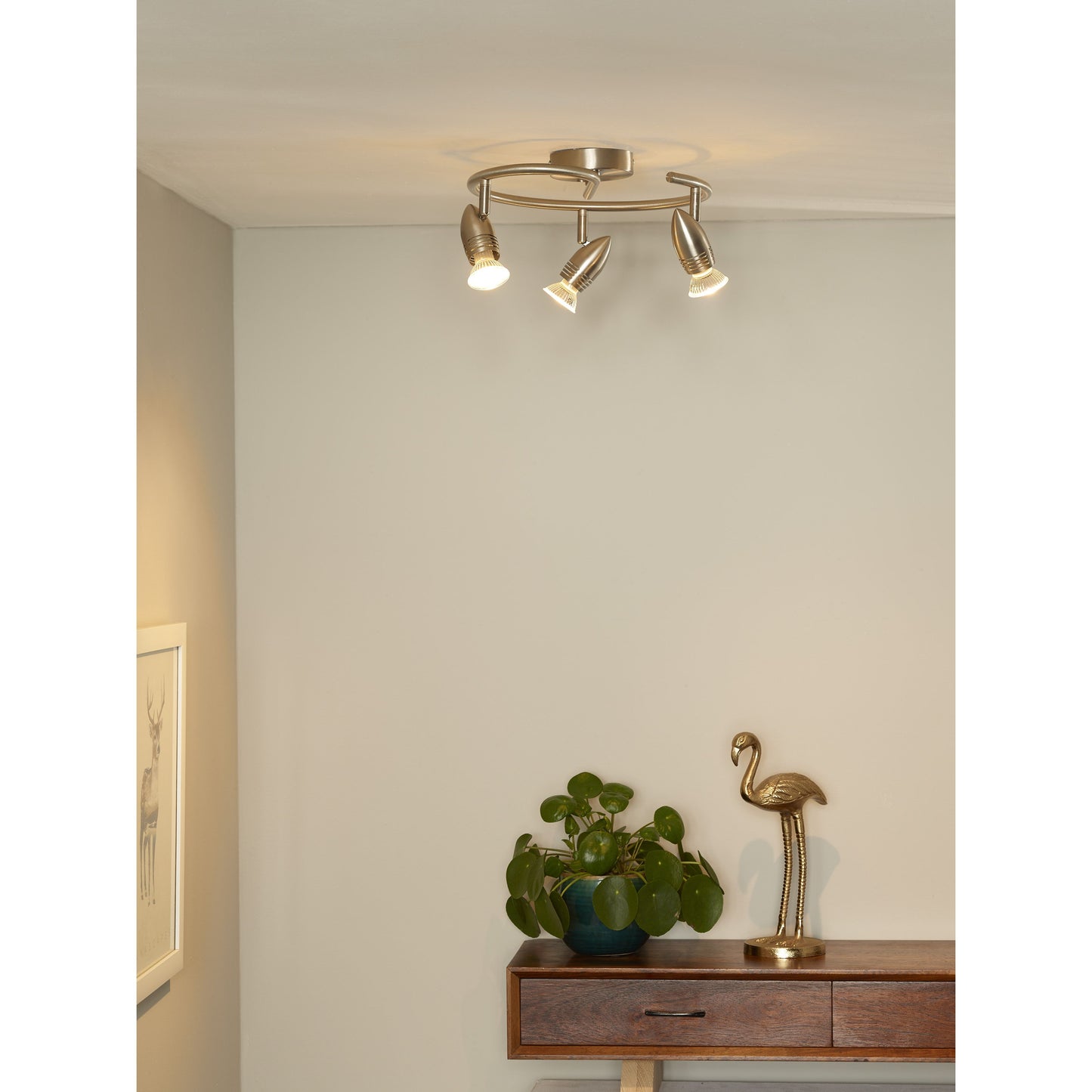 Lucide CARO-LED - Ceiling spotlight - Ø 31 cm - LED - GU10 - 3x5W 2700K - Satin Chrome