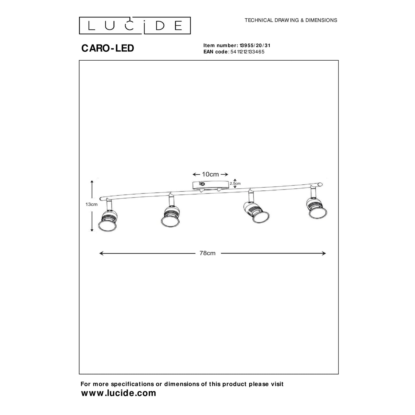 Lucide CARO-LED - Ceiling spotlight - LED - GU10 - 4x5W 2700K - White