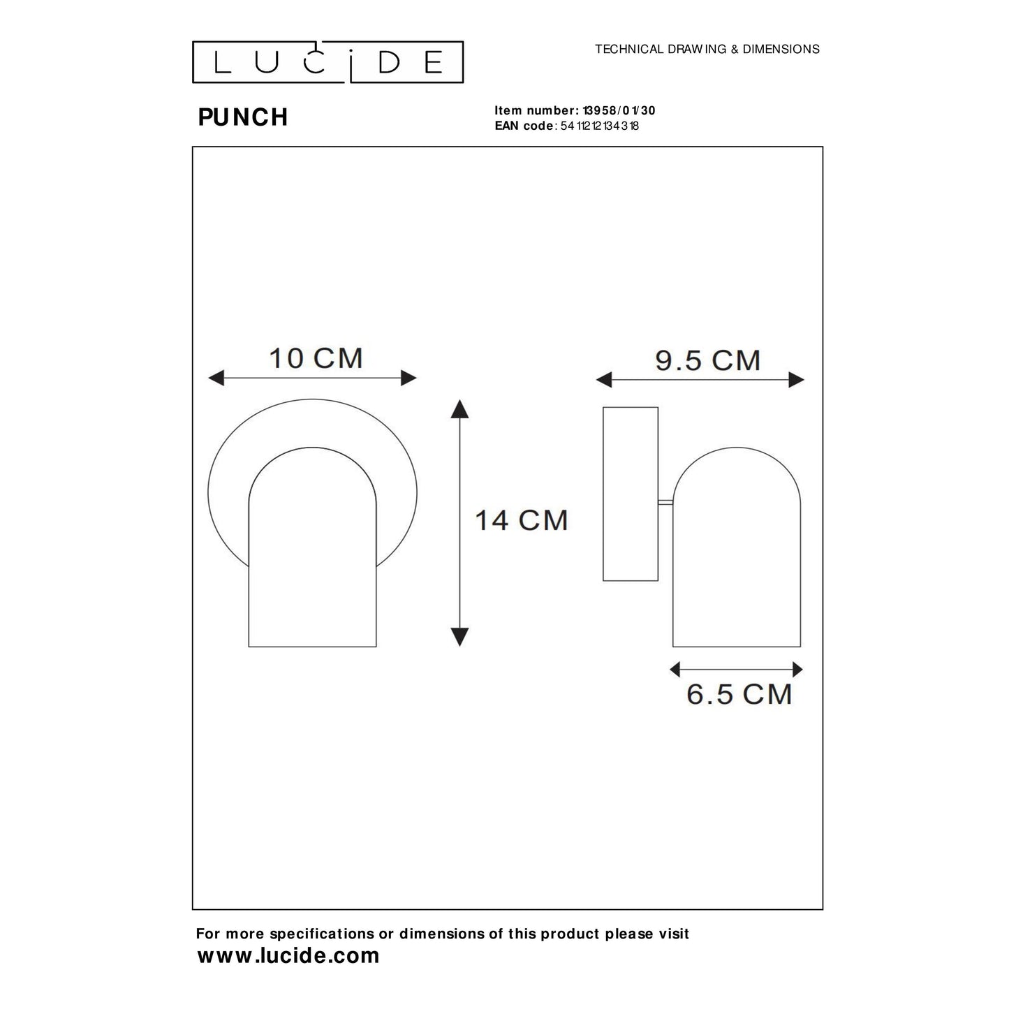 Lucide PUNCH - Ceiling spotlight - 1xGU10 - Black