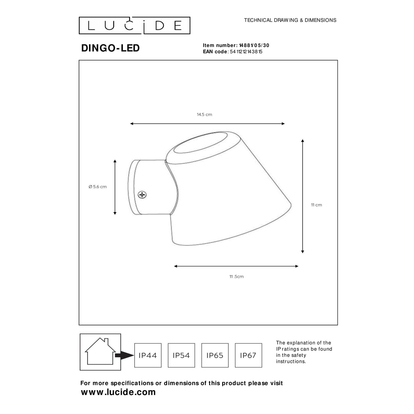 Lucide DINGO-LED - Wall light Indoor/Outdoor - LED Dim. - GU10 - 1x5W 3000K - IP44 - Anthracite
