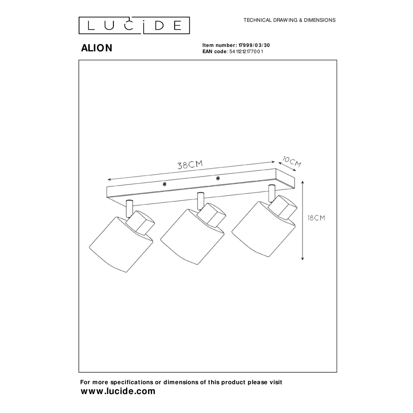 Lucide ALION - Ceiling spotlight - 3xE14 - Black