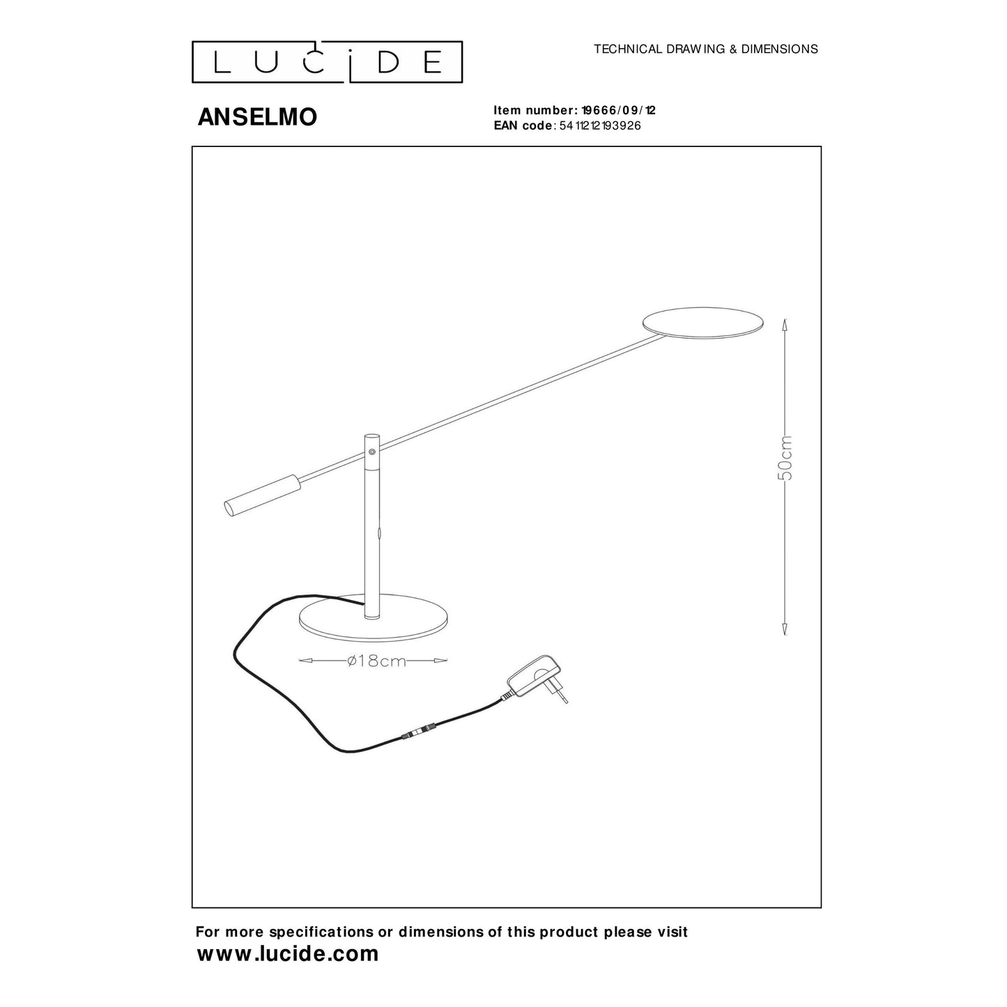 Lucide ANSELMO - Desk lamp - LED Dim. - 1x9W 3000K - Satin Chrome