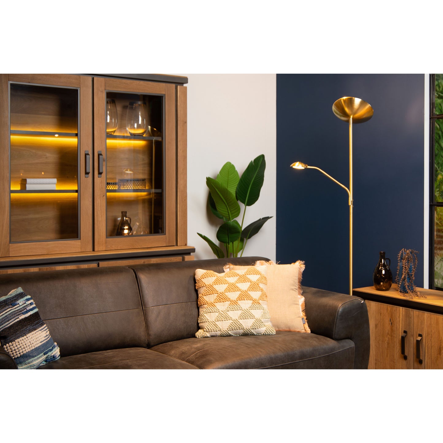 Lucide ZENITH - Floor reading lamp - LED Dim. - 3000K - Matt Gold / Brass