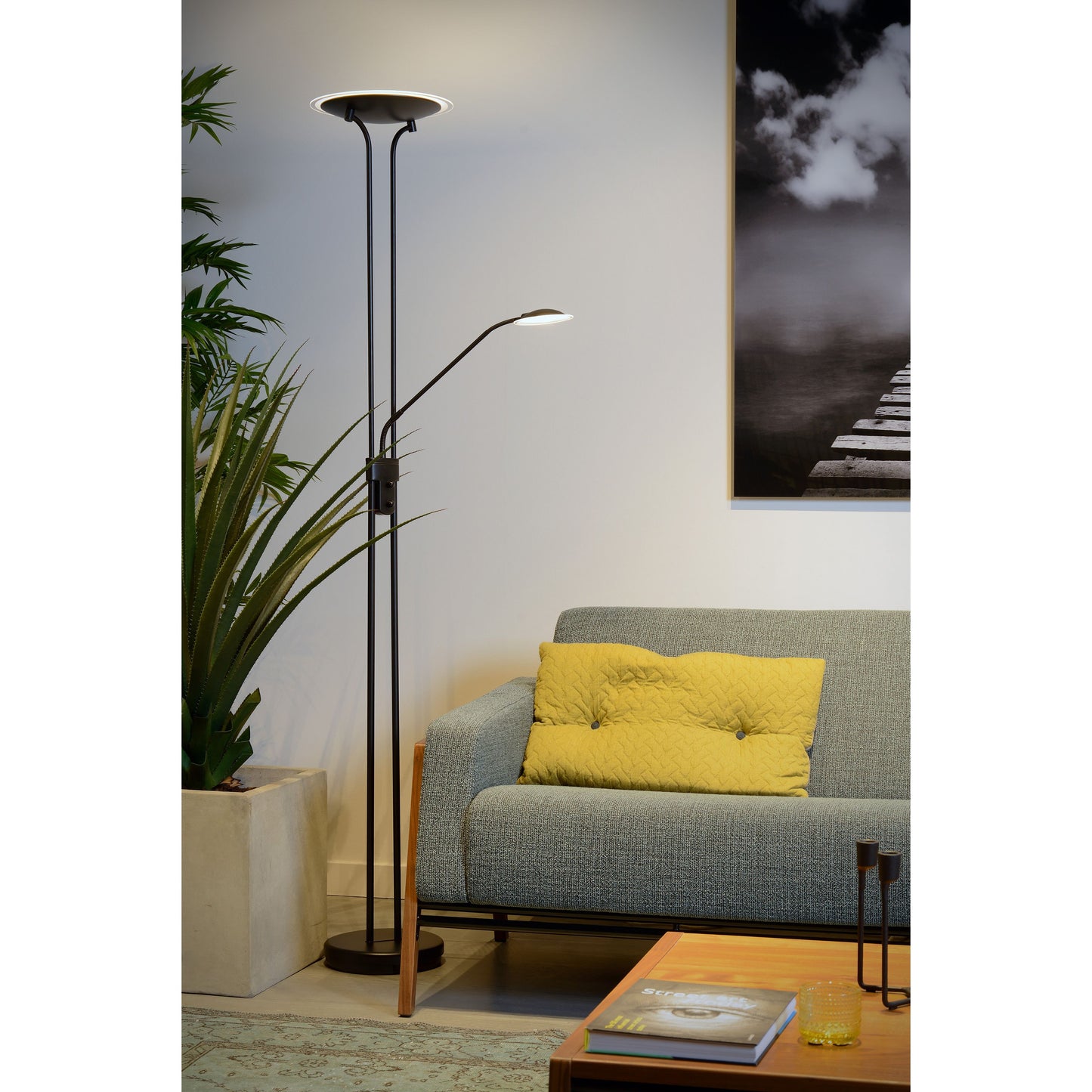 Lucide CHAMPION-LED - Floor reading lamp - LED Dim. - 3000K - Black