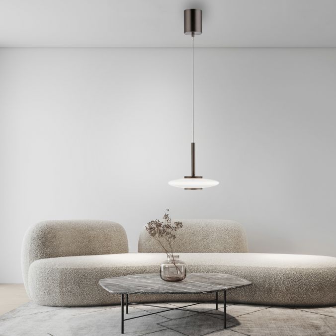 PURE Vitrum Pendant Light - Dark Brown Metal - Height Adjustable - Paul Neuhaus - (2053-34)