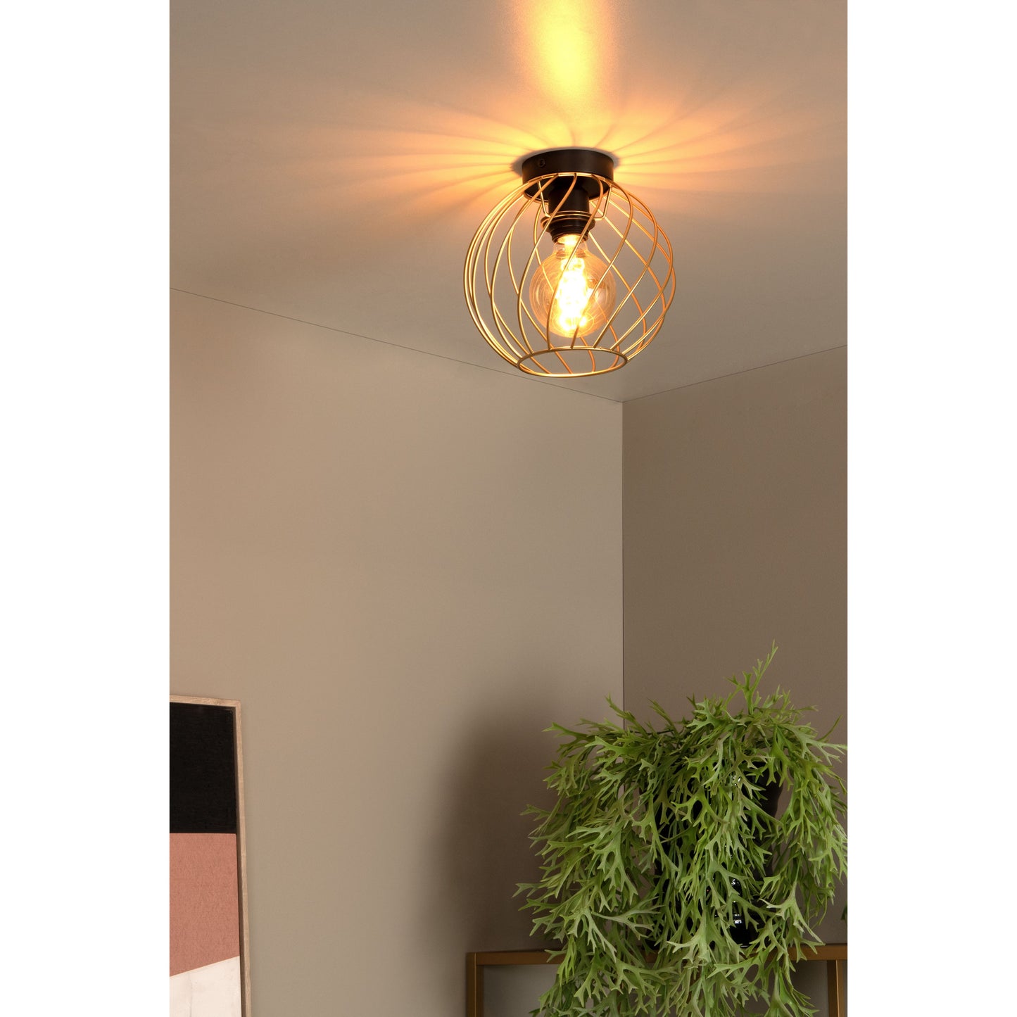Lucide DANZA - Flush ceiling light - Ø 25 cm - 1xE27 - Matt Gold / Brass