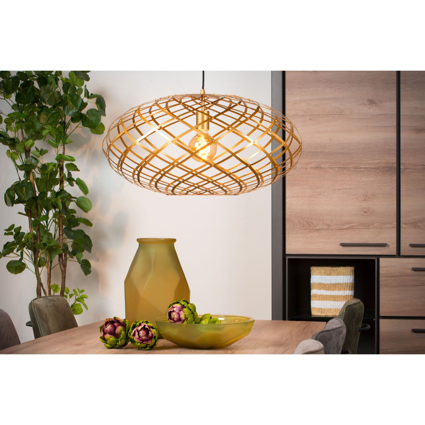 Lucide WOLFRAM - Pendant light - Ø 65 cm - 1xE27 - Matt Gold / Brass