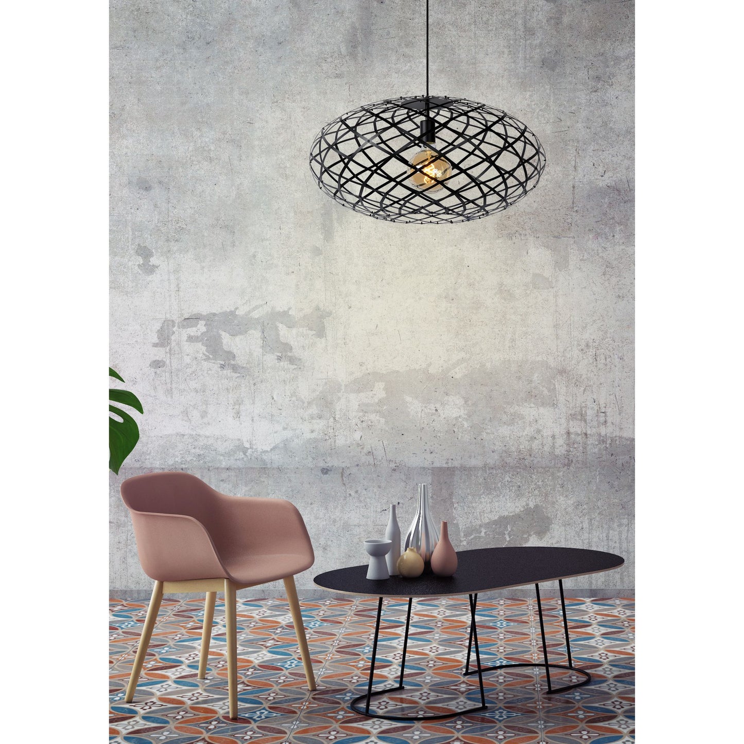 Lucide WOLFRAM - Pendant light - Ø 65 cm - 1xE27 - Black