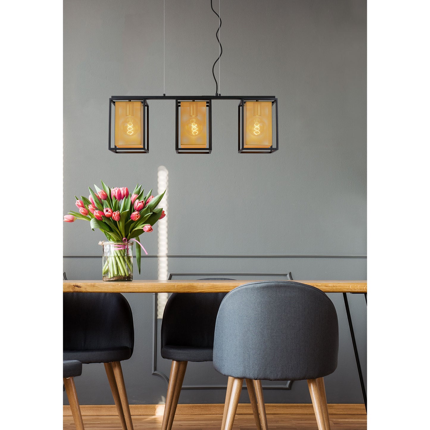 Lucide SANSA - Pendant light - 3xE27 - Black