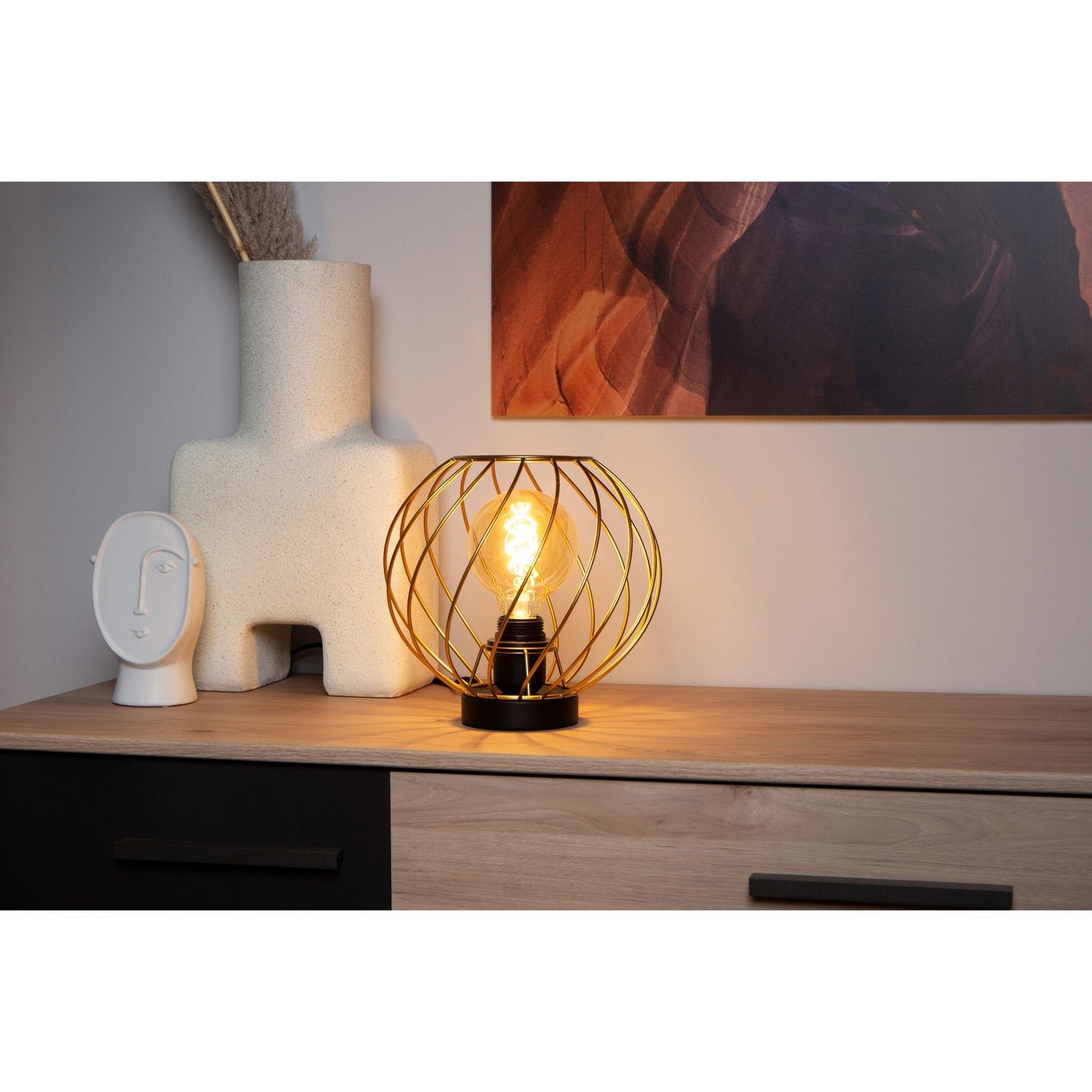 Lucide DANZA - Table lamp - Ø 25 cm - 1xE27 - Matt Gold / Brass