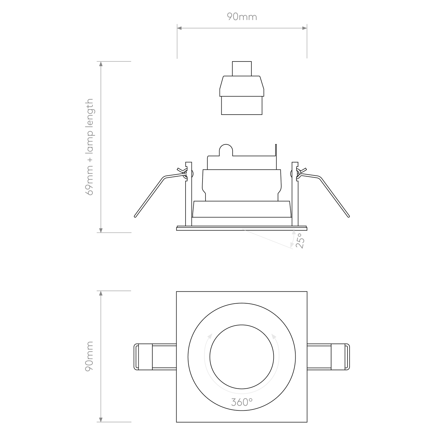 Pinhole Slimline Square Adjustable Fire-Rated