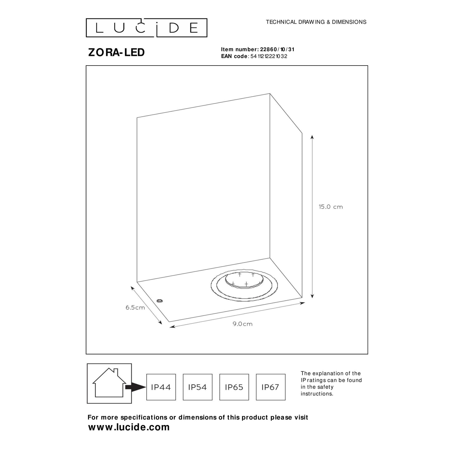 Lucide ZORA-LED - Wall spotlight / Wall light Indoor/Outdoor - LED Dim. - GU10 - 2x5W 3000K - IP44 - White