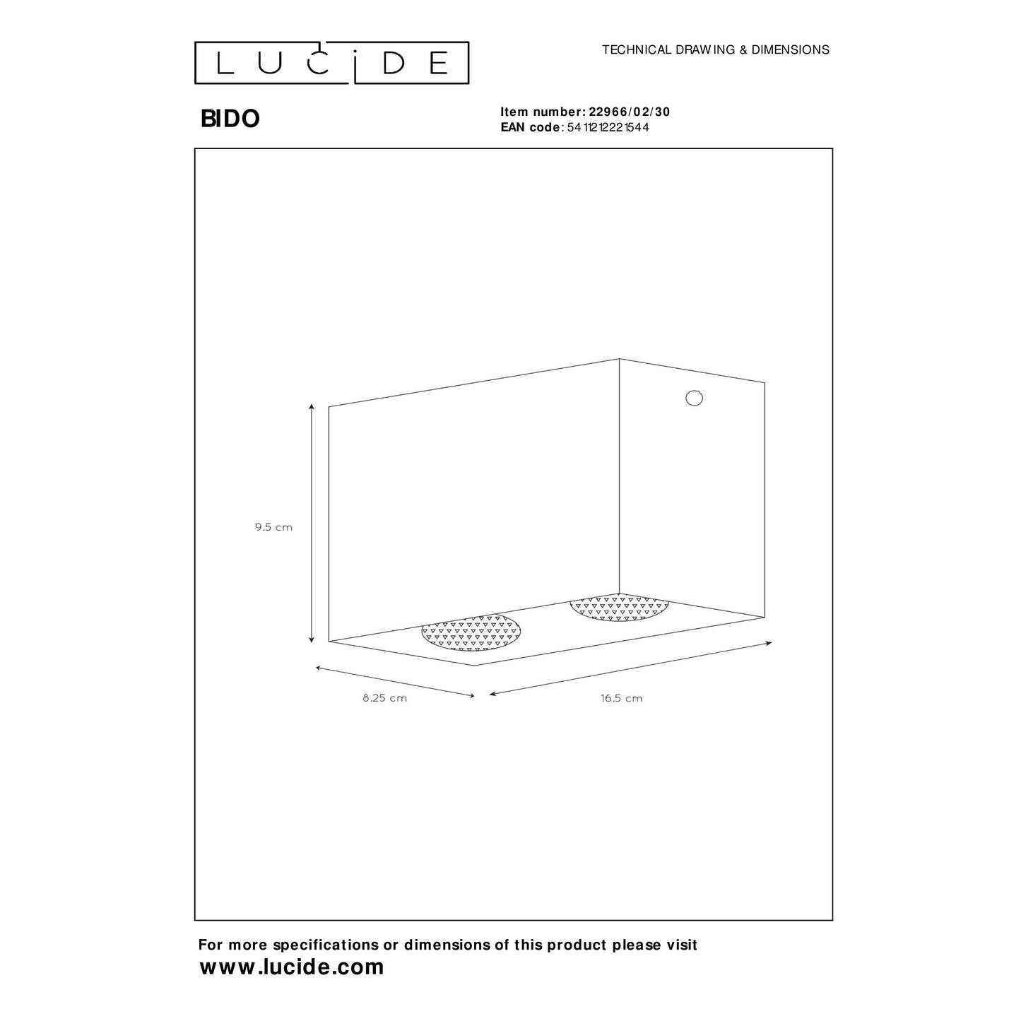 Lucide BIDO - Ceiling spotlight - 2xGU10 - Black