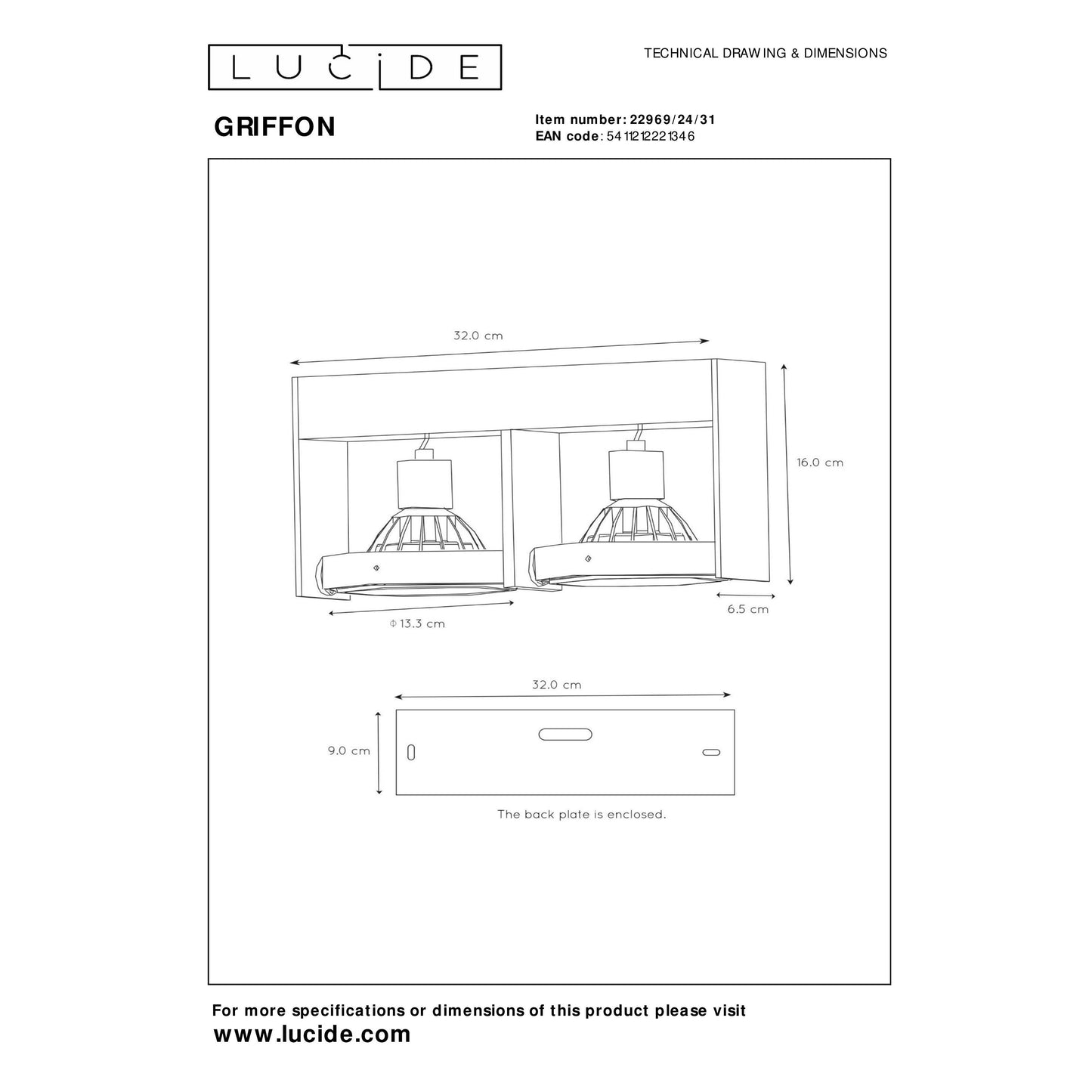 Lucide GRIFFON - Ceiling spotlight - LED Dim to warm - GU10 (ES111) - 2x12W 2200K/3000K - White