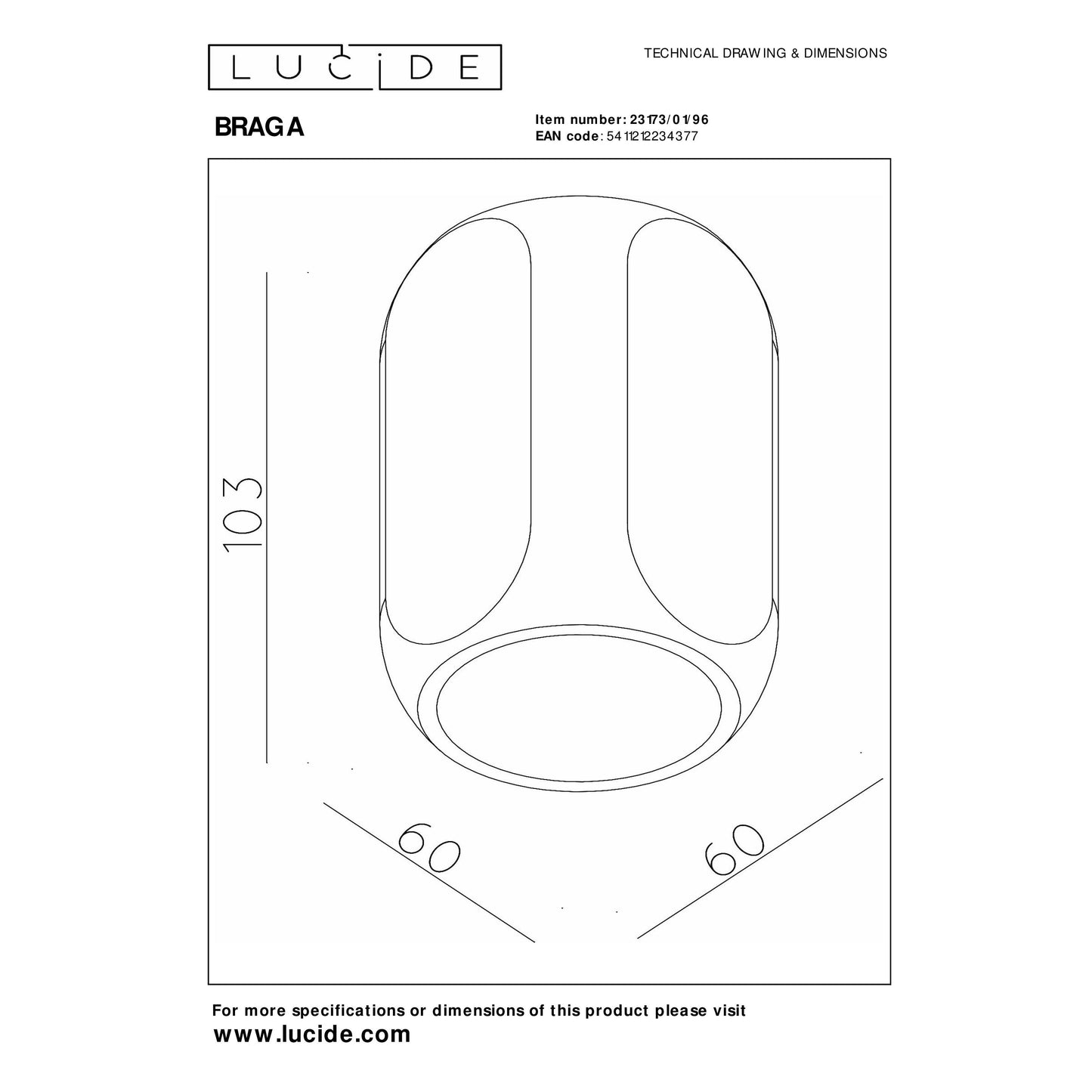 Lucide BRAGA - Flush ceiling light - 1xGU10 - Coffee