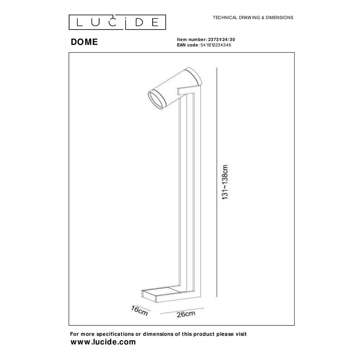 Lucide DOME - Floor lamp - LED Dim. - GU10 (ES111) - 2x12W 2200K/3000K - Black