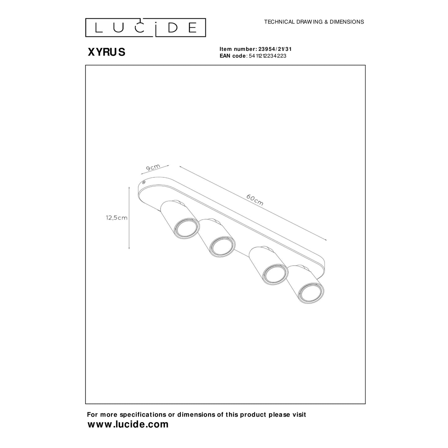Lucide XYRUS - Ceiling spotlight - LED Dim to warm - GU10 - 4x5W 2200K/3000K - White
