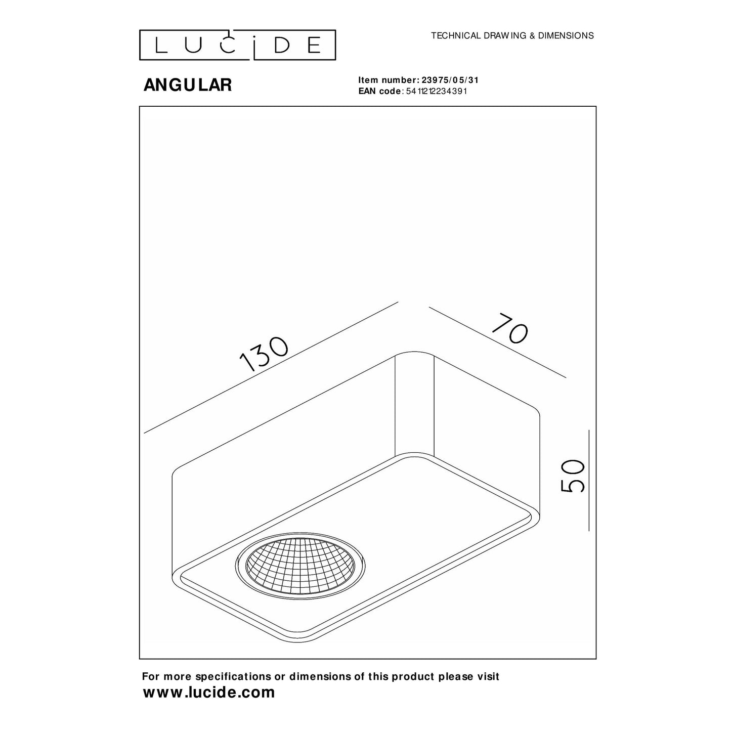 Lucide ANGULAR - Ceiling spotlight - LED Dim. - White