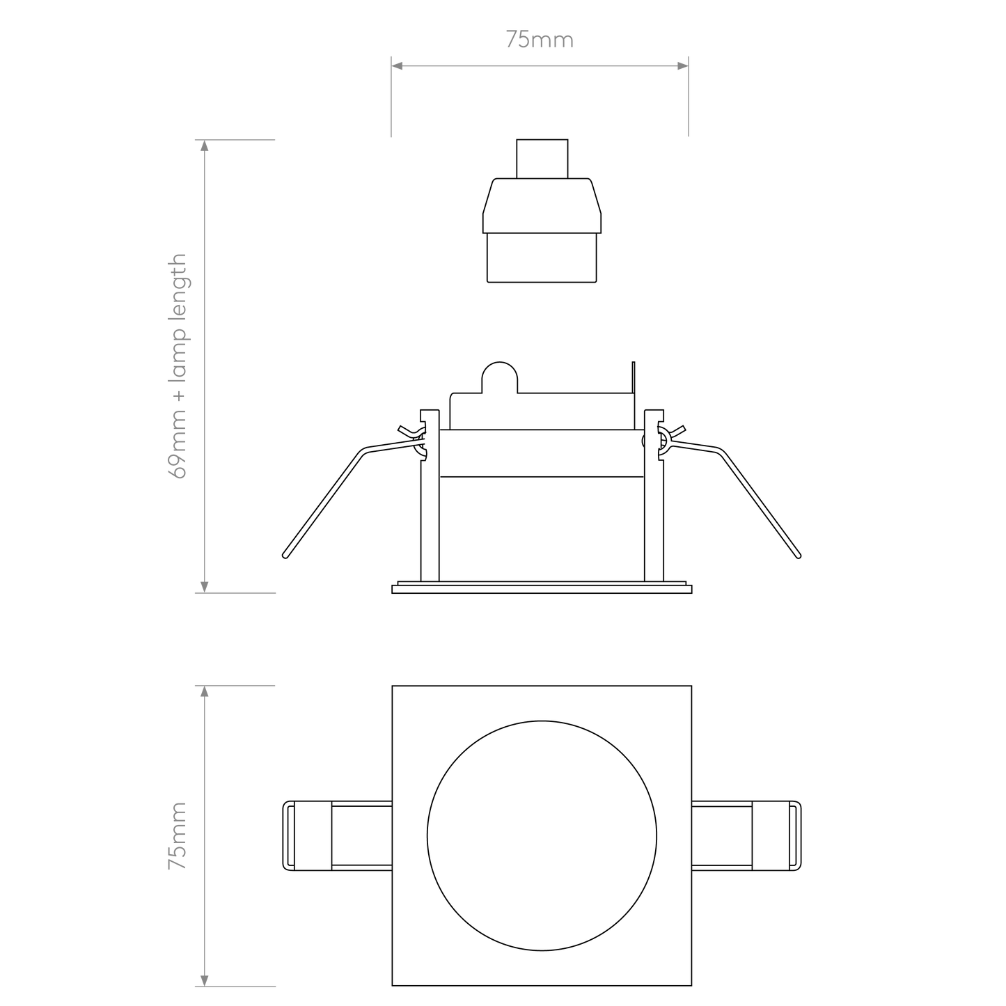 Pinhole Slimline Square Fixed Fire-Rated IP65