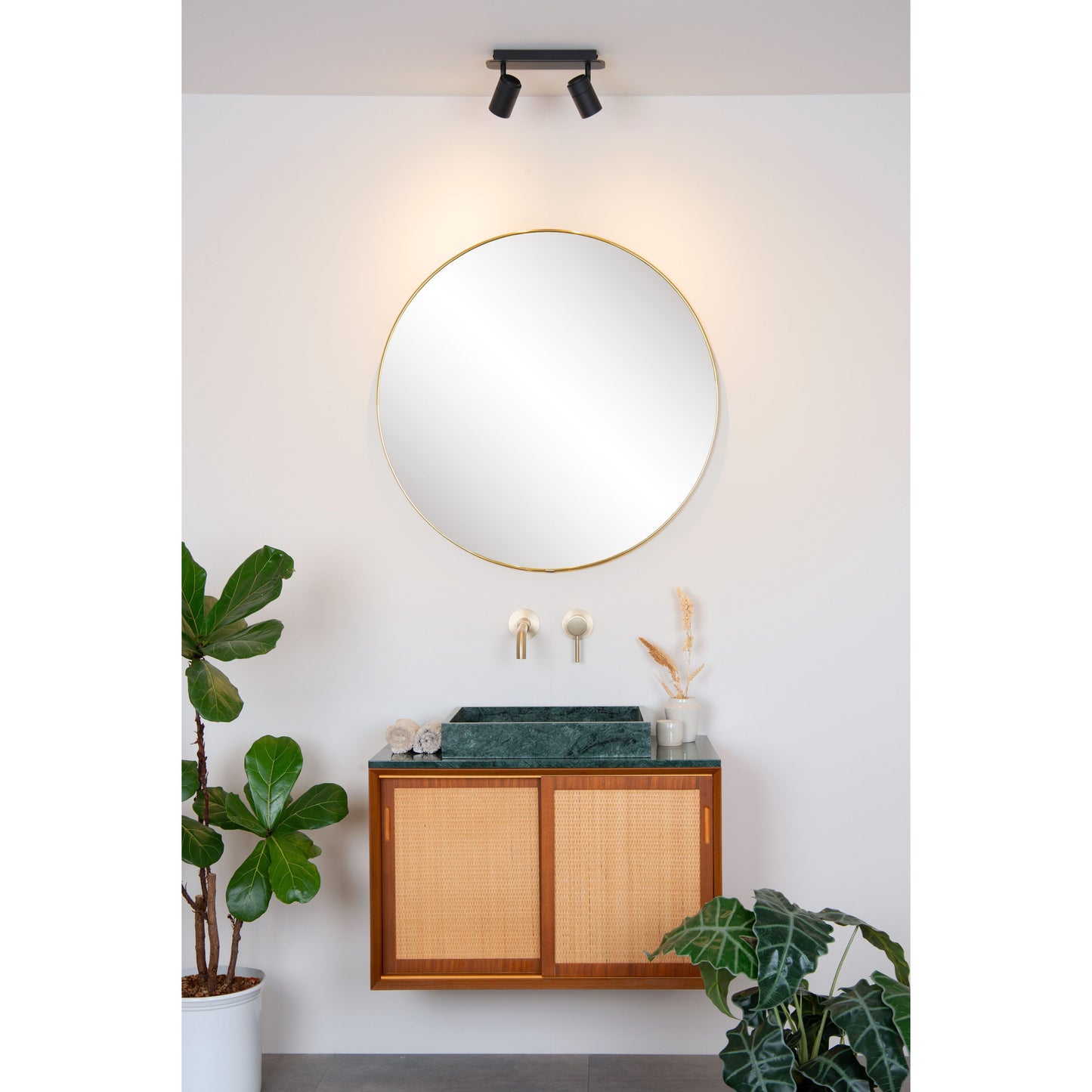 Lucide LENNERT - Ceiling spotlight Bathroom - LED Dim. - GU10 - 2x5W 3000K - IP44 - Black