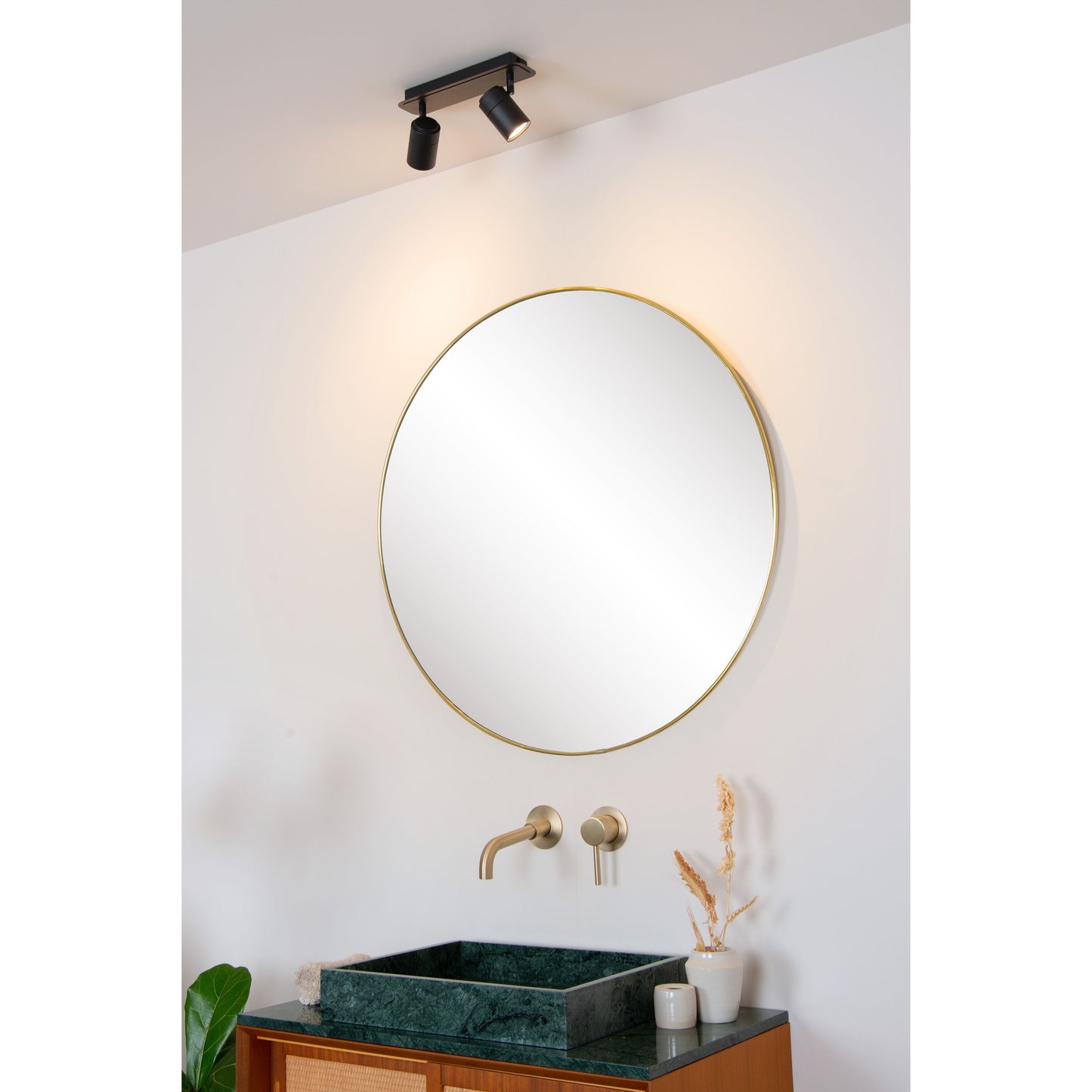 Lucide LENNERT - Ceiling spotlight Bathroom - LED Dim. - GU10 - 2x5W 3000K - IP44 - Black