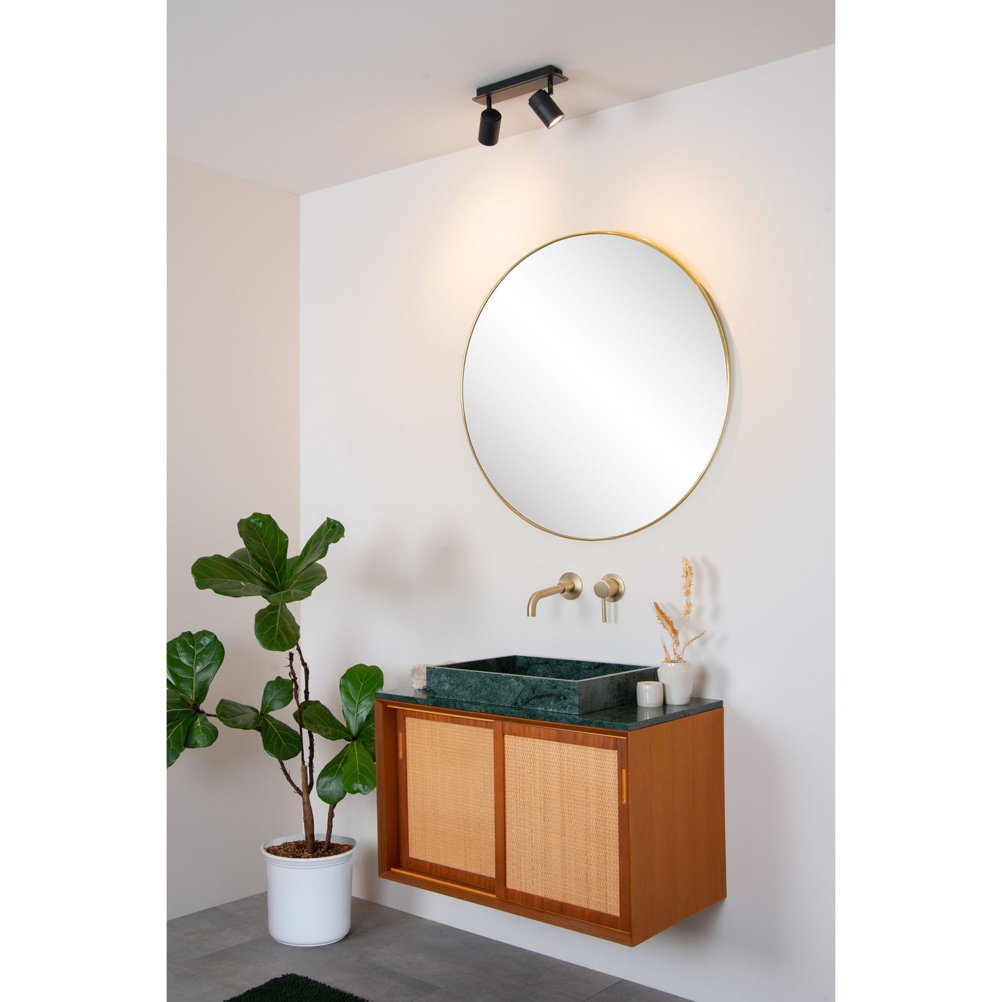Lucide LENNERT - Ceiling spotlight Bathroom - LED Dim. - GU10 - 2x5W 3000K - IP44 - Black