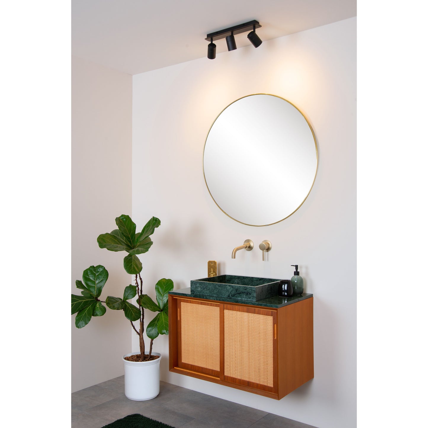 Lucide LENNERT - Ceiling spotlight Bathroom - LED Dim. - GU10 - 3x5W 3000K - IP44 - Black