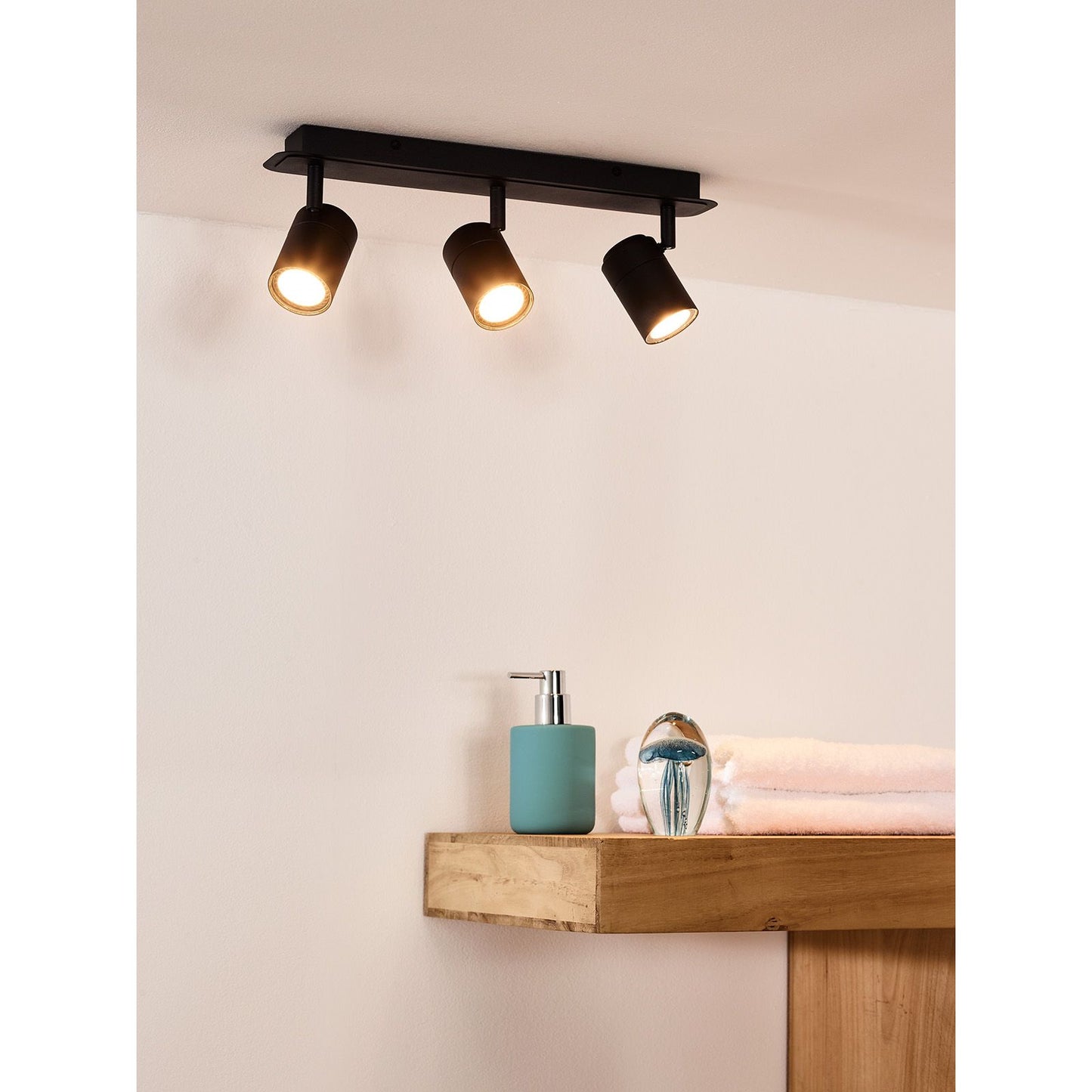 Lucide LENNERT - Ceiling spotlight Bathroom - LED Dim. - GU10 - 3x5W 3000K - IP44 - Black