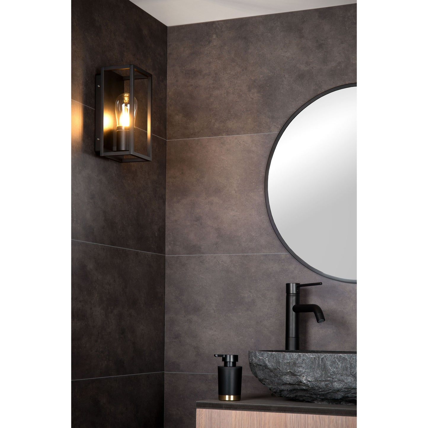 Lucide CARLYN - Wall light Bathroom - 1xE14 - IP54 - Black