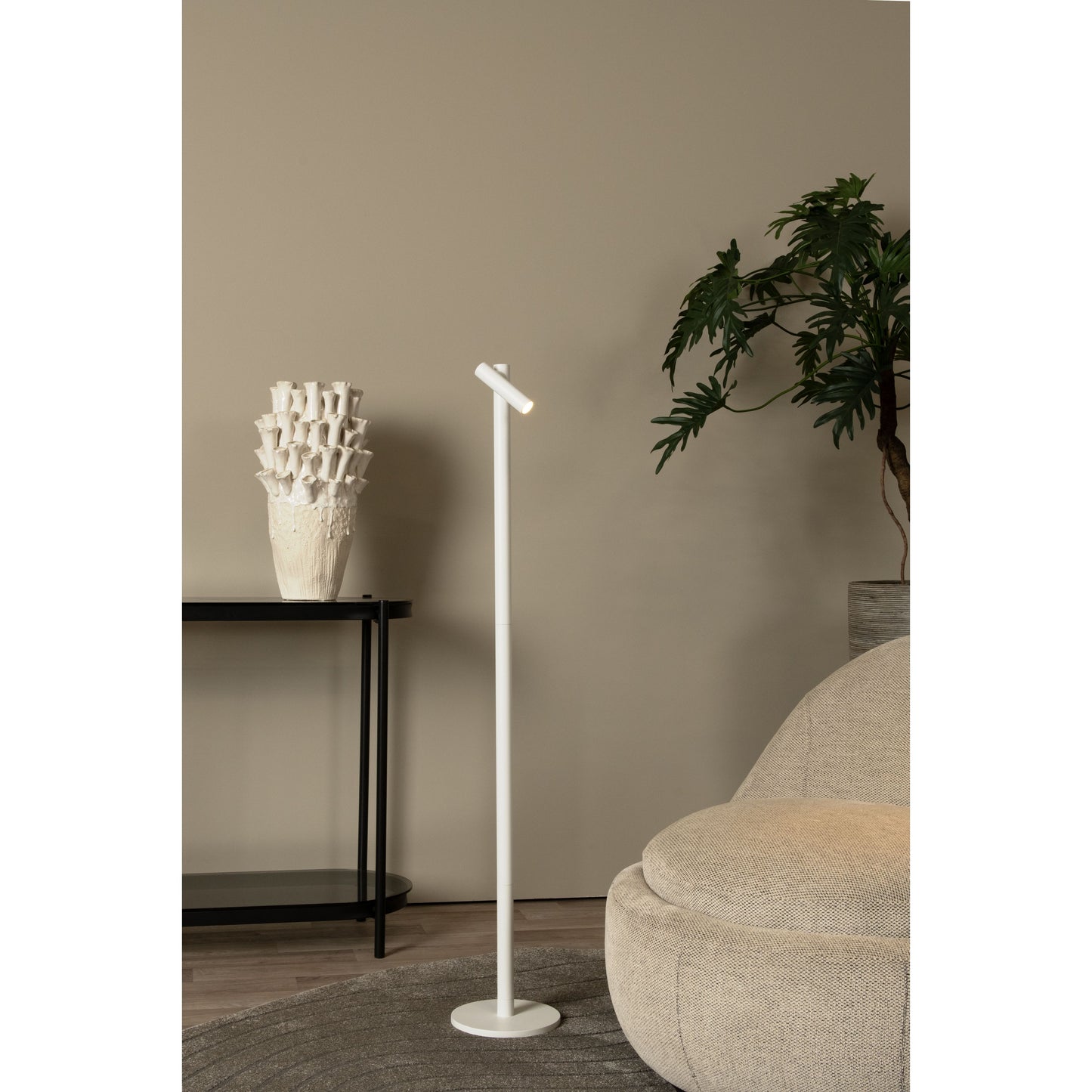 Lucide ANTRIM - Rechargeable Floor reading lamp Indoor/Outdoor - Battery pack/batteries - LED Dim. - 1x2,2W 2700K - IP54 - With wireless charging pad - White