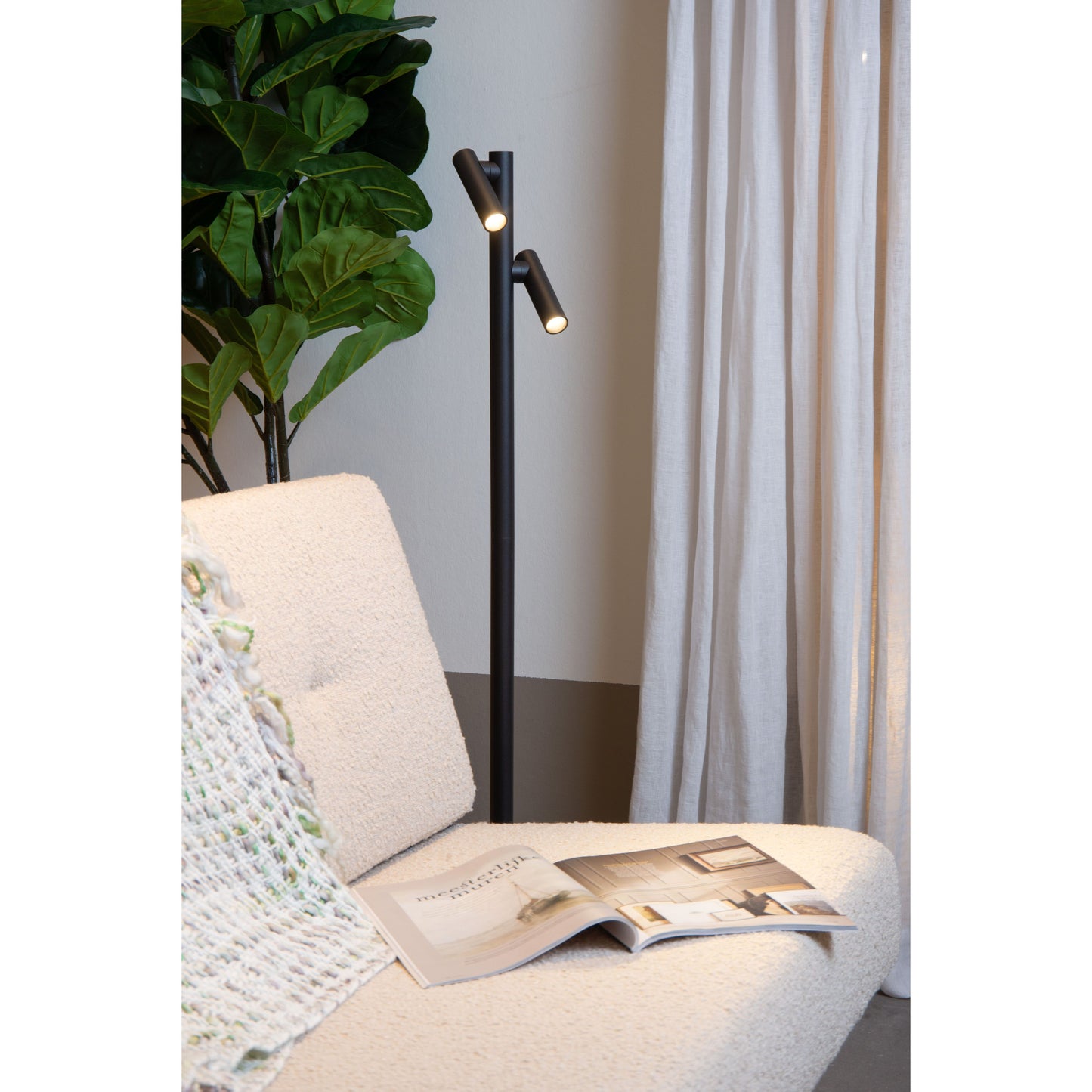Lucide ANTRIM - Rechargeable Floor reading lamp Indoor/Outdoor - Battery pack/batteries - LED Dim. - 2x2,2W 2700K - IP54 - With wireless charging pad - Black