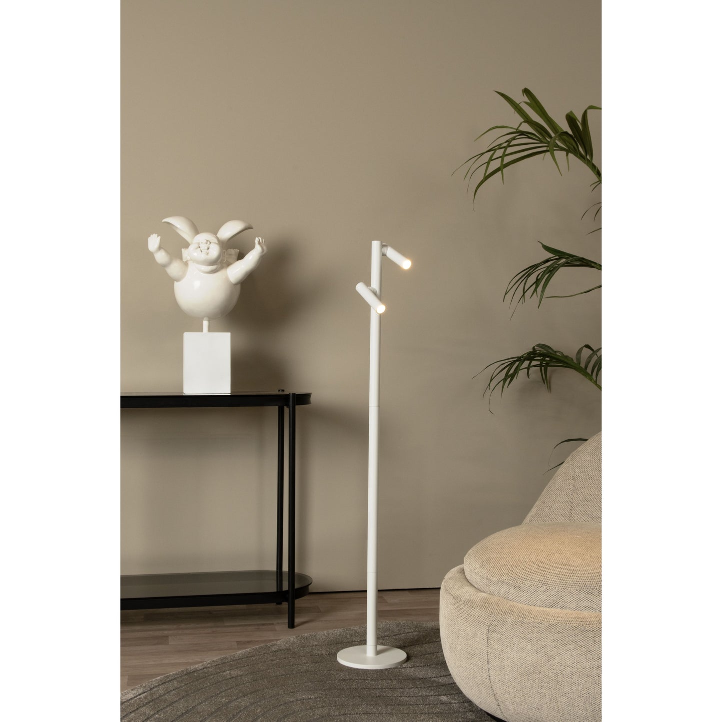 Lucide ANTRIM - Rechargeable Floor reading lamp Indoor/Outdoor - Battery pack/batteries - LED Dim. - 2x2,2W 2700K - IP54 - With wireless charging pad - White