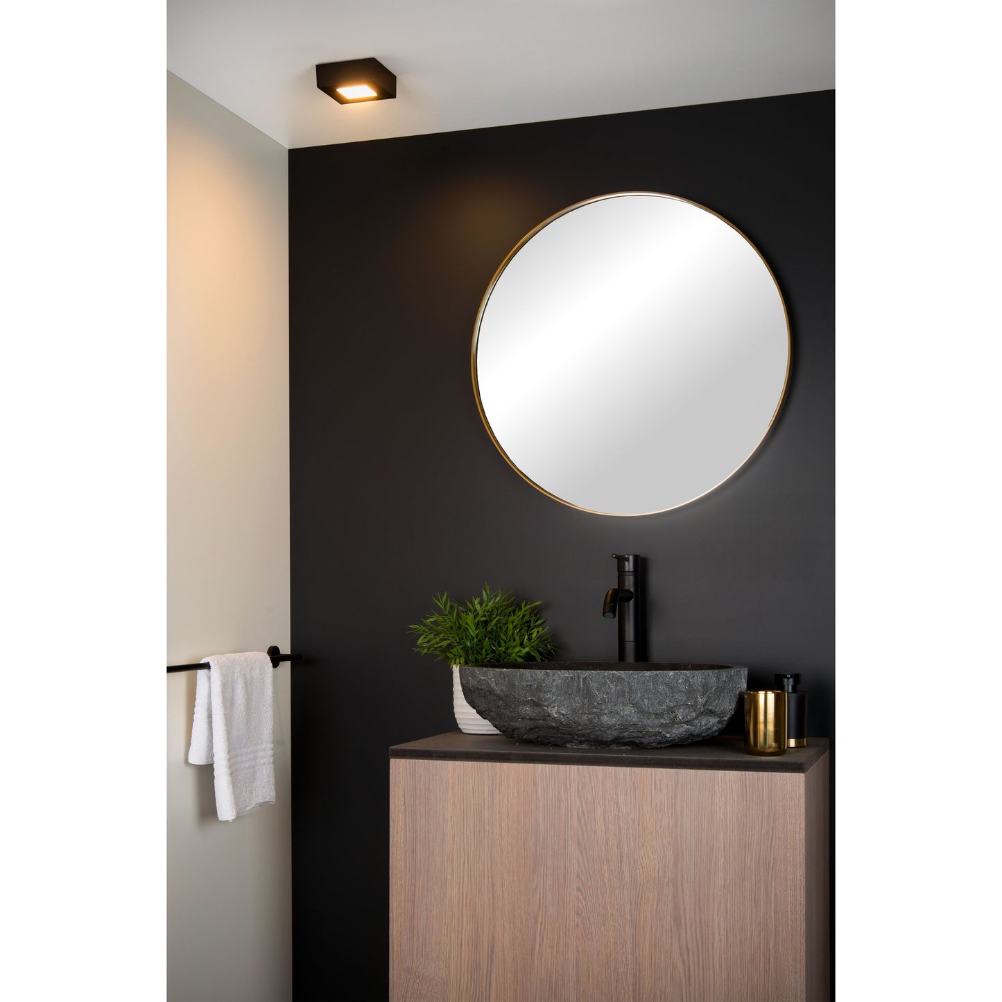 Lucide BRICE-LED - Flush ceiling light Bathroom - LED Dim. - 1x8W 3000K - IP44 - Black