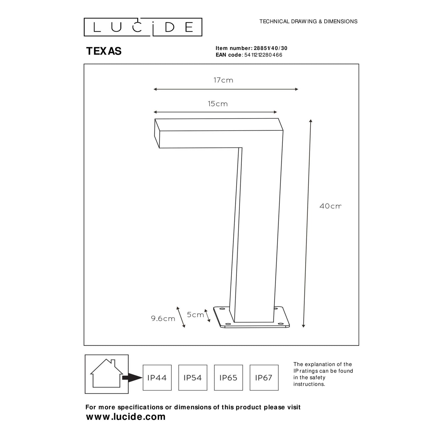 Lucide TEXAS - Bollard light - LED - 1x8W 3000K - IP54 - Anthracite