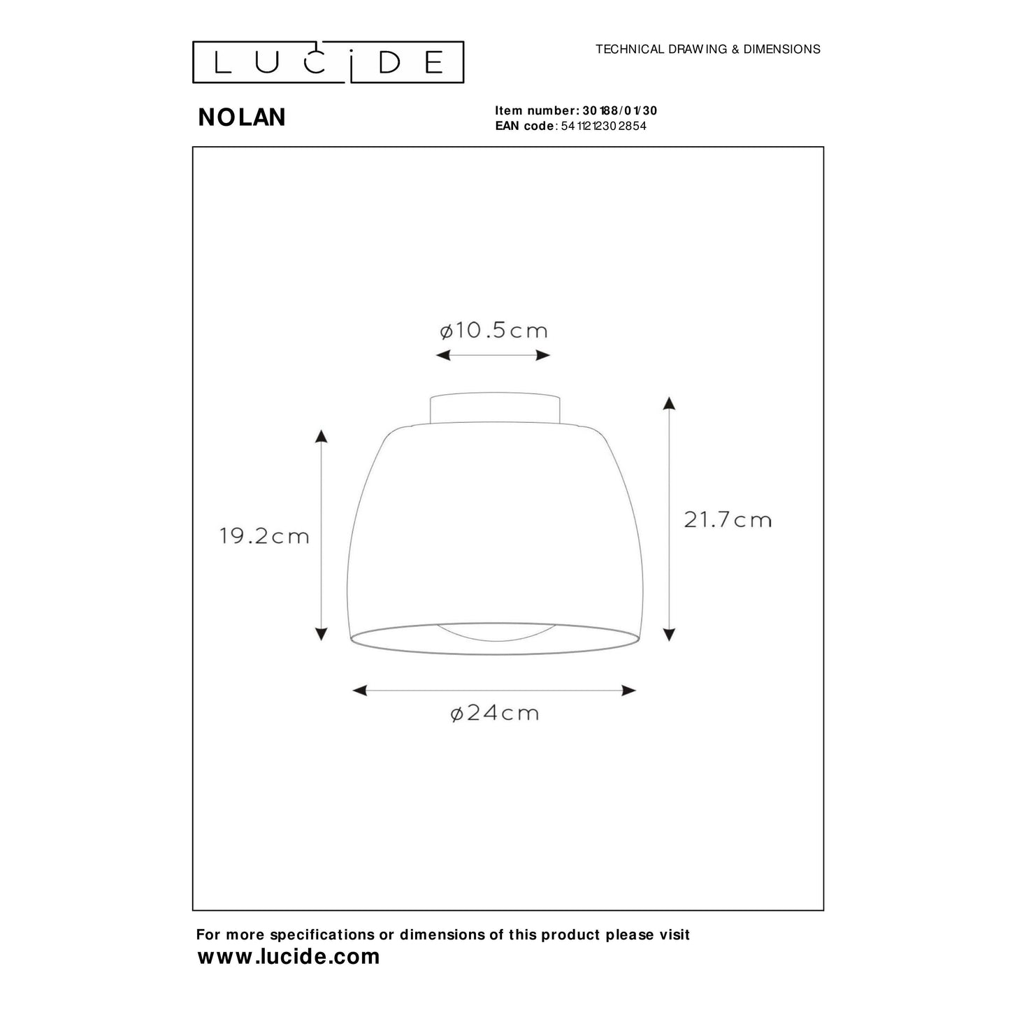 Lucide NOLAN - Flush ceiling light - Ø 24 cm - 1xE27 - Black