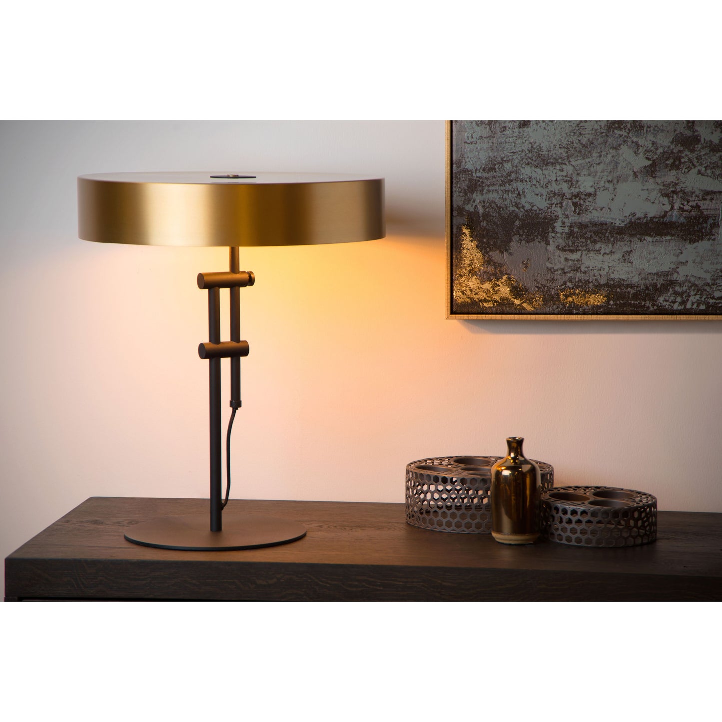 Lucide GIADA - Table lamp - Ø 40 cm - 2xE27 - Matt Gold / Brass
