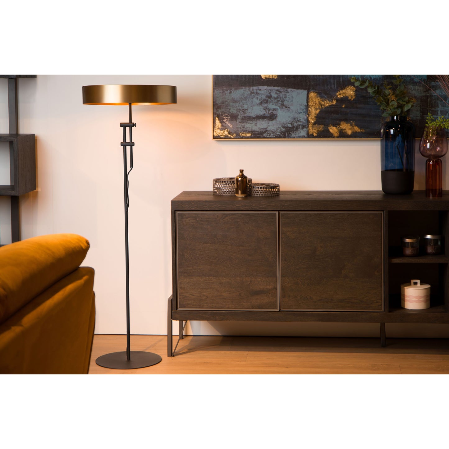 Lucide GIADA - Floor lamp - Ø 45 cm - 2xE27 - Matt Gold / Brass