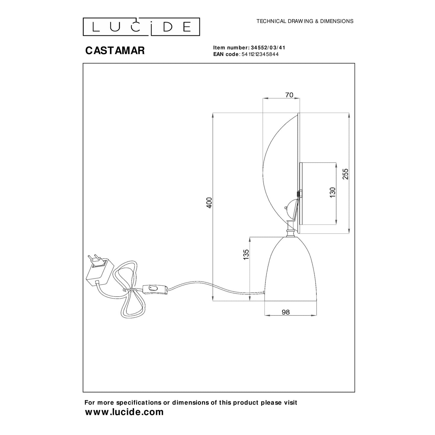 Lucide CASTAMAR - Table lamp - LED - 1x3W 3000K - Taupe
