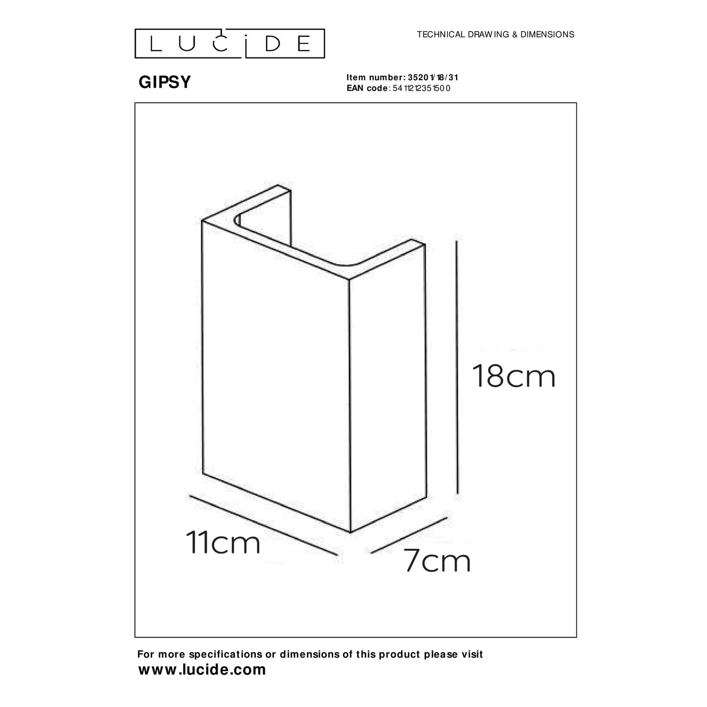 Lucide GIPSY - Wall light - 1xG9 White