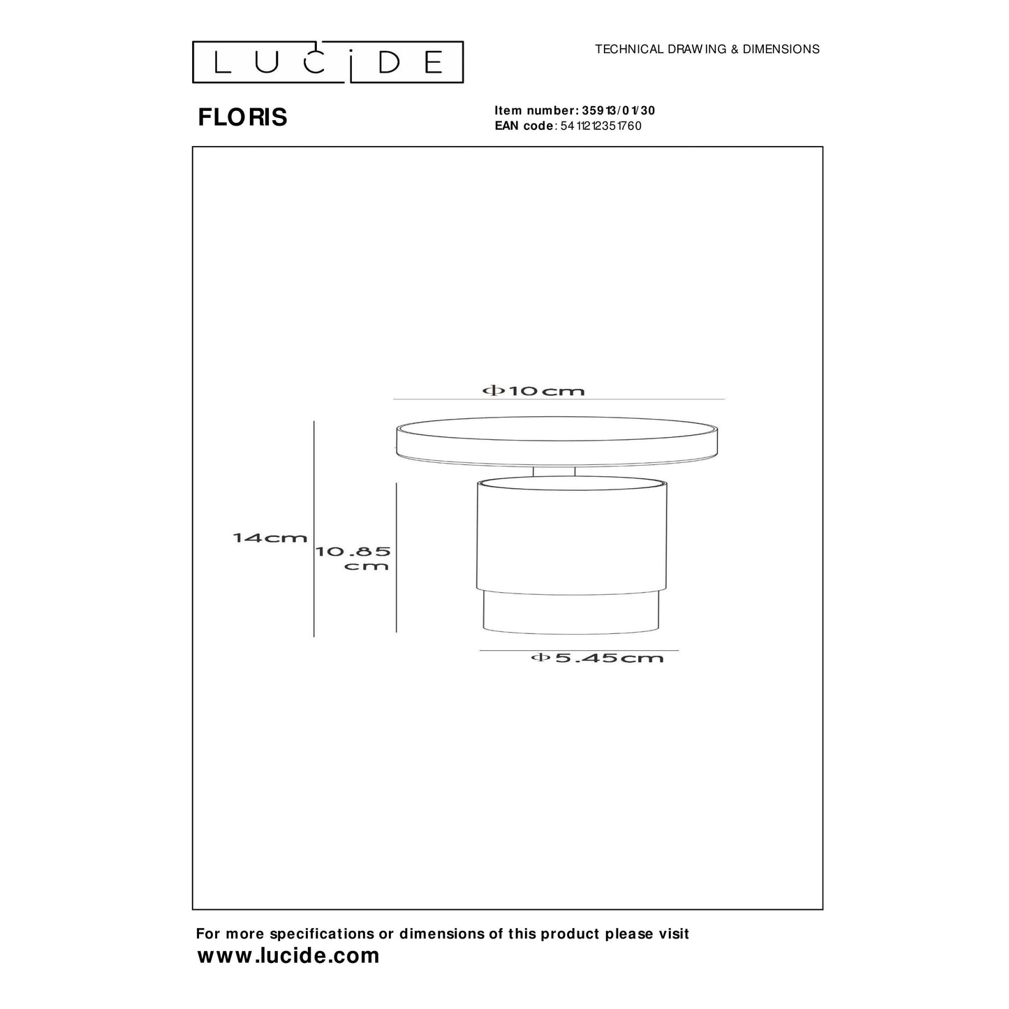 Lucide FLORIS - Ceiling spotlight - Ø 10 cm - 1xGU10 - Black