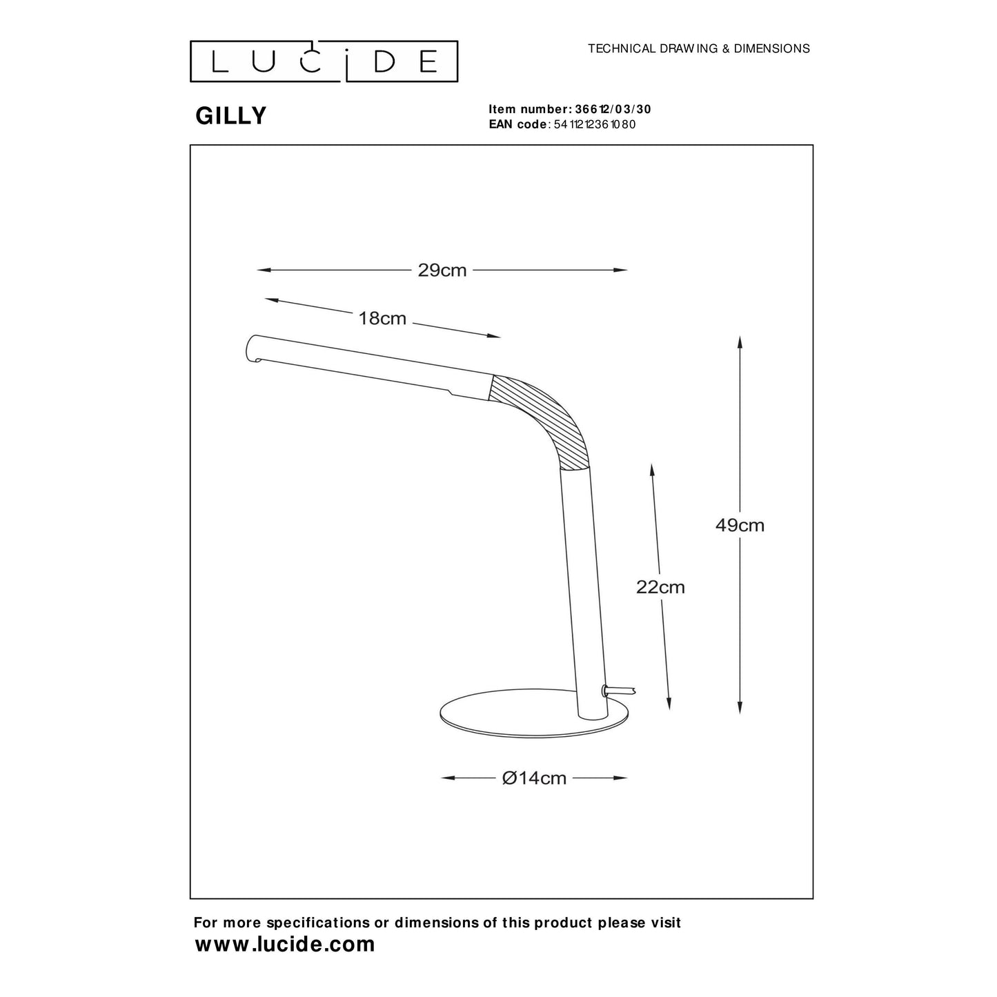 Lucide GILLY - Desk lamp - LED - 1x5W 2700K - Black