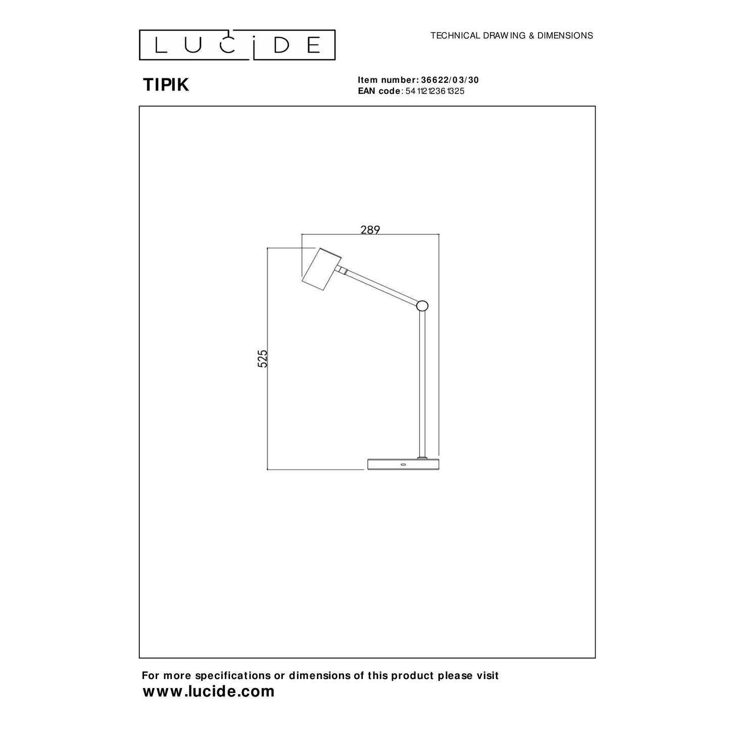 Lucide TIPIK - Rechargeable Table lamp - Battery pack/batteries - LED Dim. - 1x3W 2700K - 3 StepDim - Black