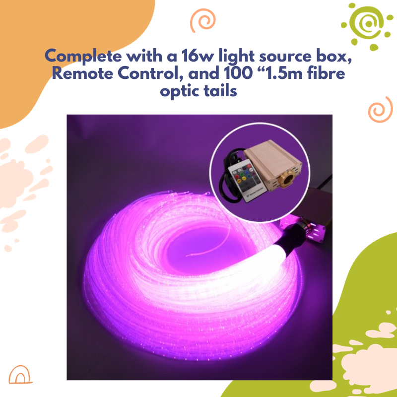 Fibre Optic Sensory Light System 16W light Source & 100 x 1.5m Long Tails