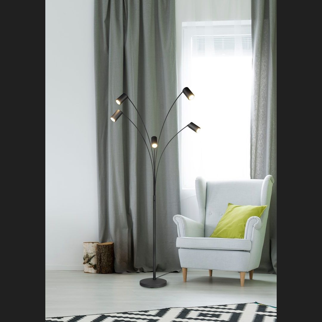 Marley - Floor Lamp - Black Matt - Trio - 412400532